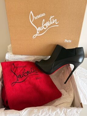 Christian Louboutin Bootstagram Stiletto Leather Heels - Black